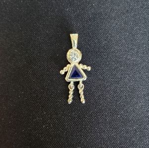 Sterling Silver (875 stamped) Baby Girl September Birth Month Dangle Charm